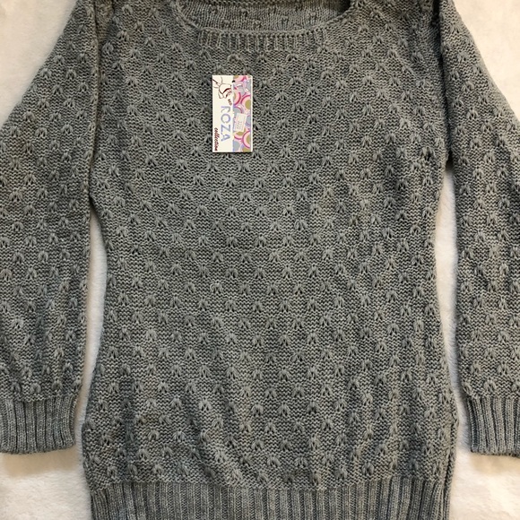 Comfortable Grey Women’s Turkish sweater repeated pattern stretch Red Roza Brand - Picture 4 of 10